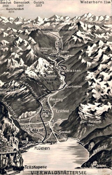 Vierwaldstättersee, Tellskapelle, Flüelen - Gottardo-Hospiz Vorderseite