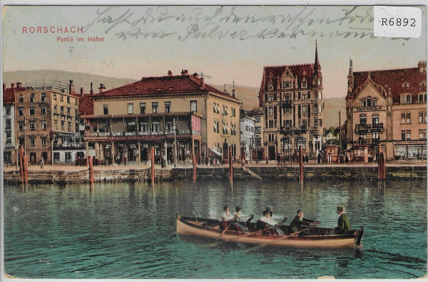 Rorschach - Partie am Hafen Ruderboot - Litho