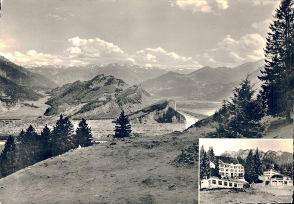 Blick vom Kurhaus Alvier. Rheintal u. Bünderberge Vorderseite