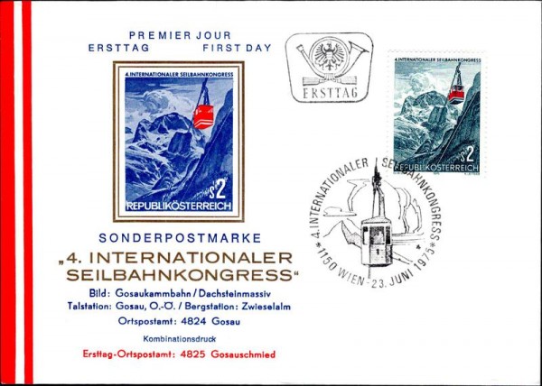 Internat. Seilbahnkongress, Sonderpostmarke Vorderseite