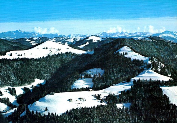 Ski- und Ferienhaus, Bergrestaurant Oberegg, Fischenthal ZH  -  Flugaufnahmen Vorderseite