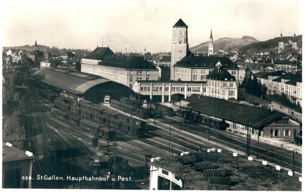 St. Gallen, Bahnhof und Post Vorderseite