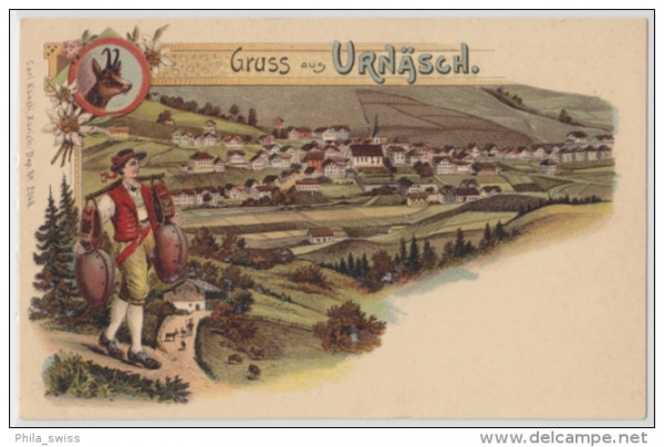 Urnäsch, Gruss aus - farbige Litho