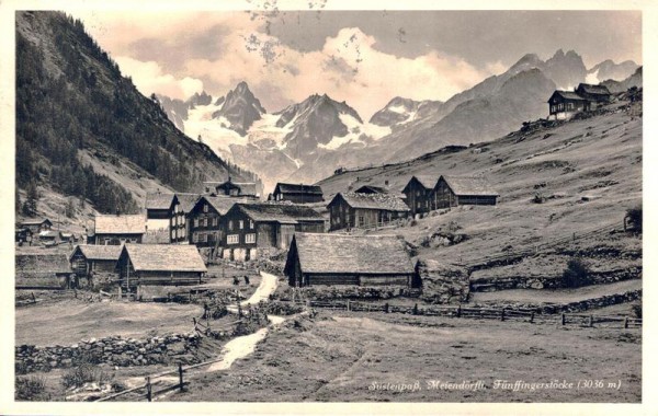 Sustenpass, Meiendörfli, Fünffingerstöcke, 1927 Vorderseite
