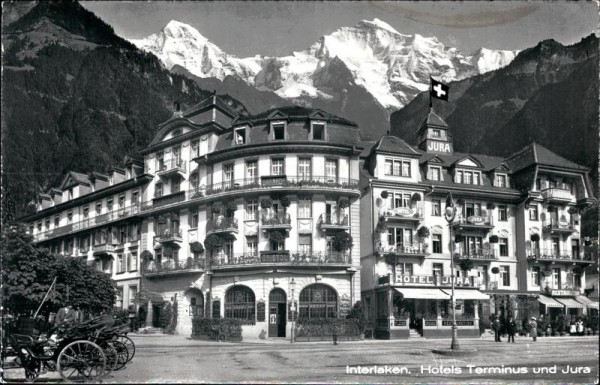 Interlaken. Hotels Terminus und Jura Vorderseite