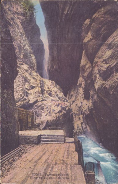 Taminaschlucht. Eingang zu den Thermen