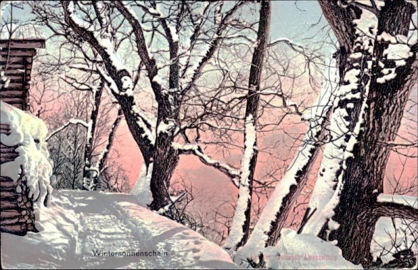 Wintersonnenschein, Karte der Gewerbe-Ausstellung Herisau 1911 Vorderseite