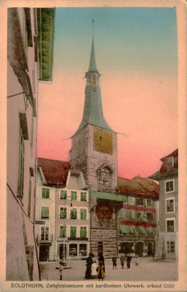 Solothurn, Zeitglockenturm mit berühmtem Uhrwerk Vorderseite