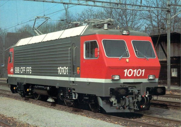 Elektrische Lokomotive Re 4/4 IV 10101 "Vallée de Joux", SLM/BBC 1983 der SBB Vorderseite