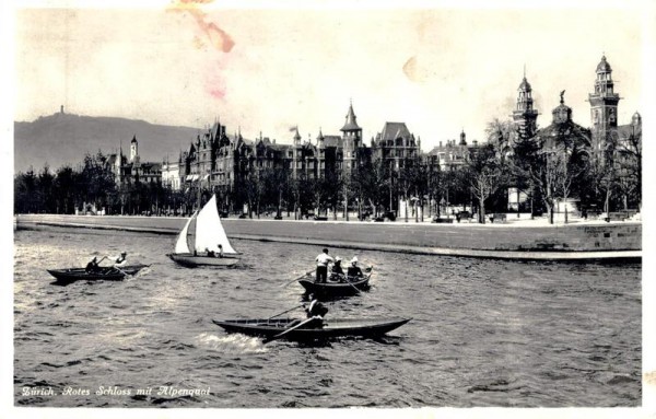 Zürich. Rotes Schloss mit Alpenquai. 1937 Vorderseite