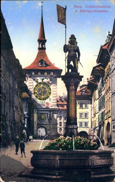 Bern, Zeitglockenturm und Zährigerbrunnen Vorderseite