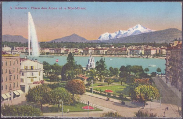 Genève, Place des Alpes et le Mont - Blanc