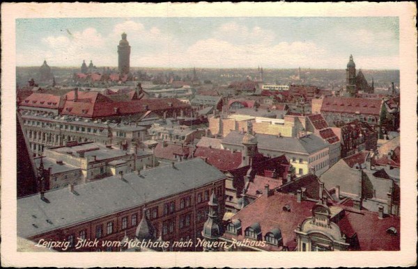 Leipzig - Blick vom Hochhaus nach Neuem Rathaus Vorderseite