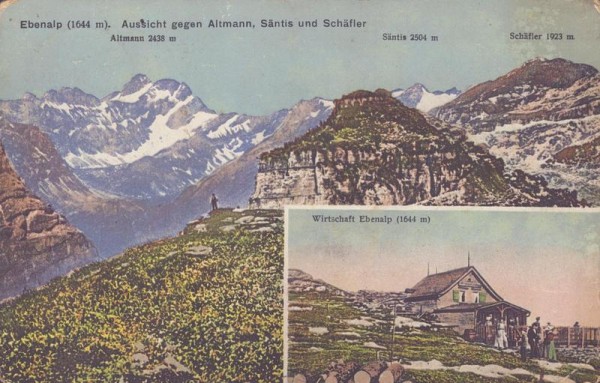 Ebenalp. Aussicht gegen Altmann, Säntis und Schäfler Vorderseite