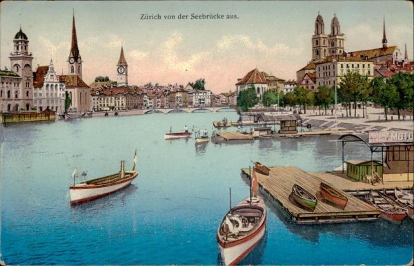 Zürich von der Seebrücke aus. Vorderseite