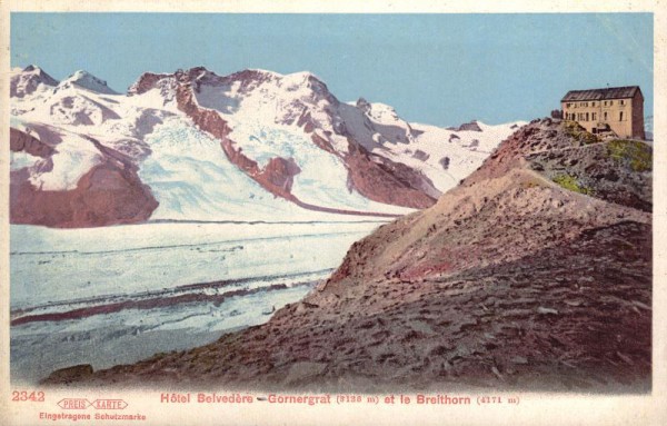 Hôtel Belvedère Gornergrat (3136m) et le Breithorn (4171m)