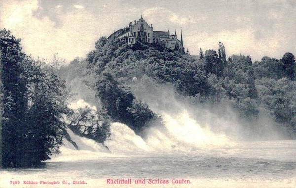 Rheinfall und Schloss Laufen, 1908 Vorderseite