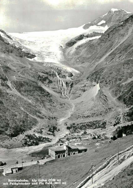 Berninabahn, Palügletscher mit Piz Palü und Alp Grüm Vorderseite
