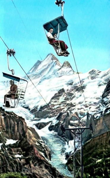 Grindelwald, First, Bahn, Schreckhörner und Oberer Gletscher Vorderseite
