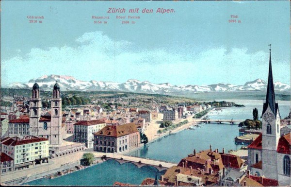 Zürich mit den Alpen Vorderseite