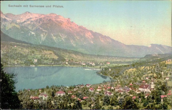 Sachseln mit Sarnersee und Pilatus. Vorderseite