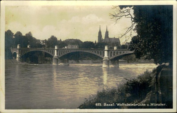 Basel/Wettsteinbrücke und Münster. Vorderseite