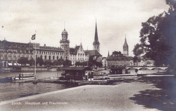 Zürich. Hauptpost und Fraumünster