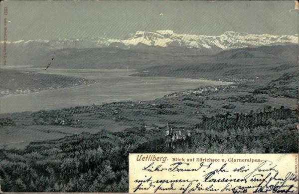 Uetliberg/Blick auf Zürichsee und Glarneralpen. Vorderseite