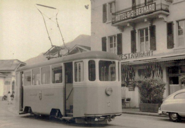 Trambahn Martigny - Bourg, Motorwagen Ce 2/2 Nr. 2, Postkartenbuch "Bus & Bahn in alten Ansichten" Vorderseite