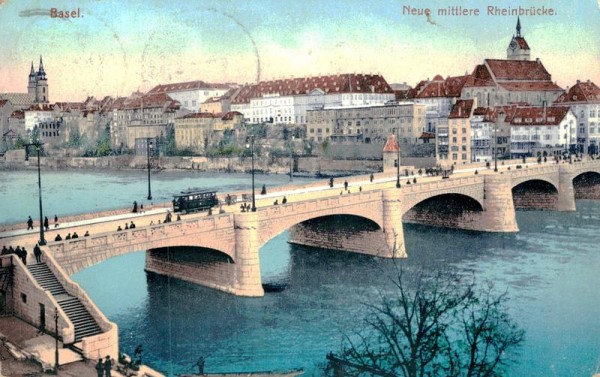 Basel, Neue mittlere Rheinbrücke Vorderseite