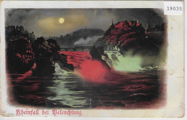 Rheinfall bei Beleuchtung Mondschein