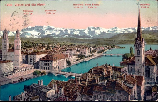 Zürich und die Alpen Vorderseite