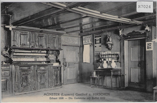 Münster Beromünster- Gasthof z. Hirschen - Die Gaststube mit Buffet 1652