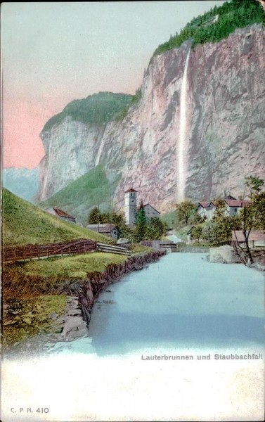 Lauterbrunnen und Staubbachfall Vorderseite