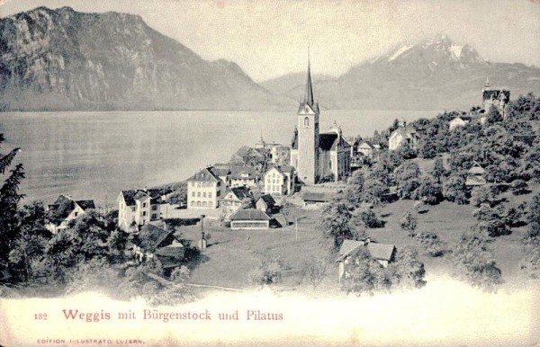 Weggis mit Bürgenstock und Pilatus Vorderseite