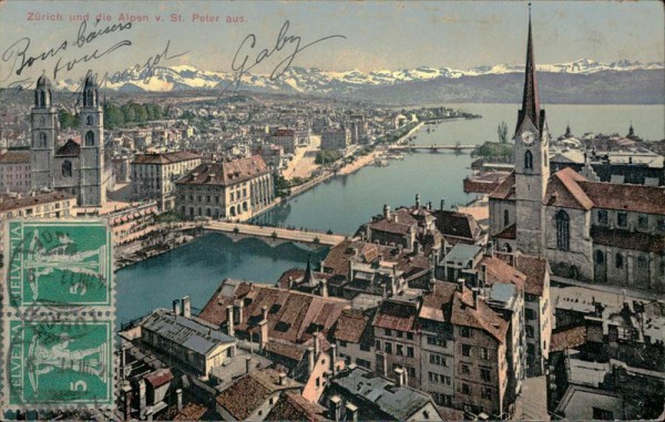 Zürich und die Alpen Vorderseite