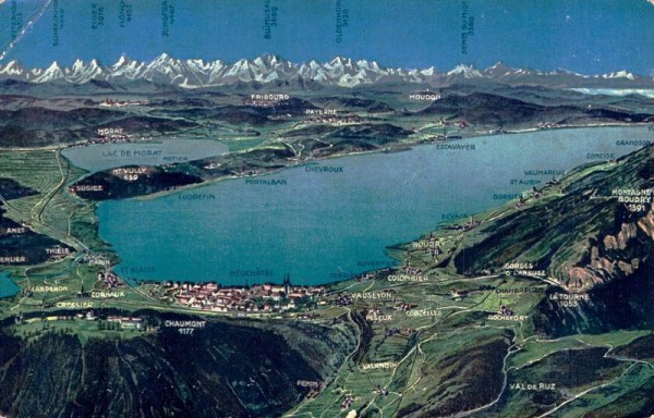 Lac de Neuchâtel et Lac de Morat et les Alpes Vorderseite