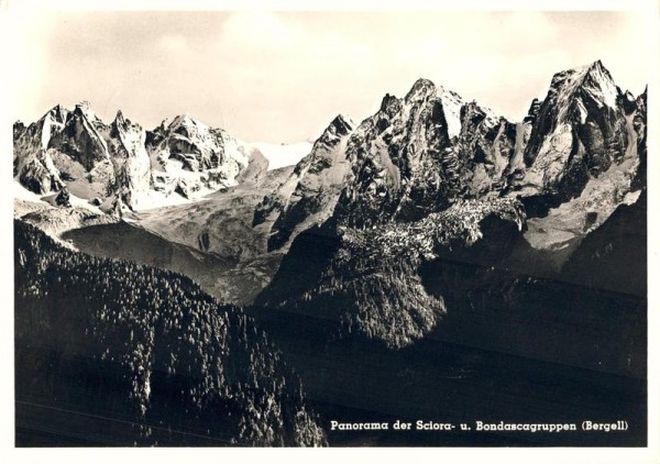 Panorama der Sciora- u. Bondascagruppe, Bergell Vorderseite