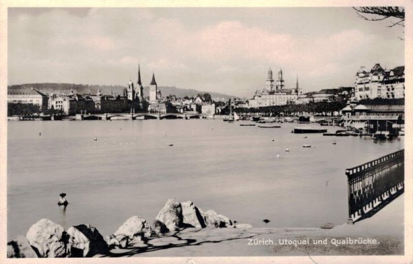 Zürich. Utoquai und Quaibrücke. 1931 Vorderseite