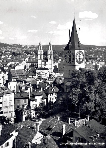 Zürich. Grossmünster und St. Peter Vorderseite