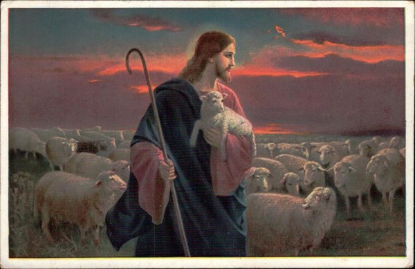 Jesus mit Schafen Vorderseite