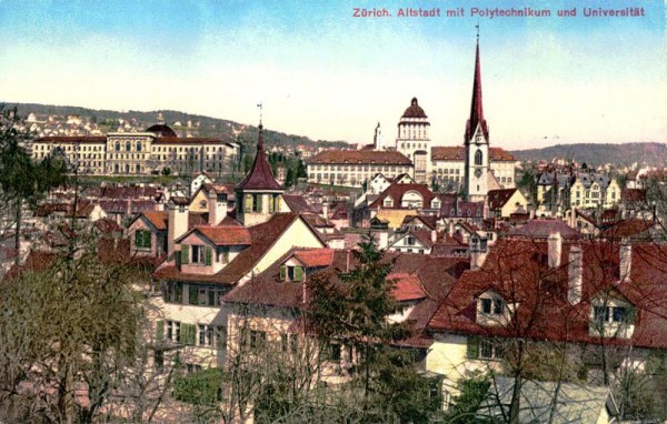 Zürich, Altstadt mit Polytechnikum und Universität Vorderseite