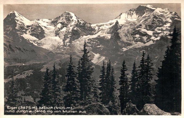 Eiger, Mönch und Jungfrau von Mürren aus Vorderseite
