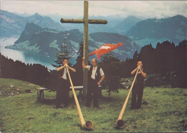 Alphornbläser am Pilatus Vorderseite