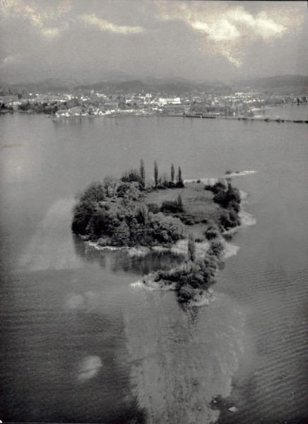 Insel Lützelau im Zürichsee, Flugaufnahme Vorderseite