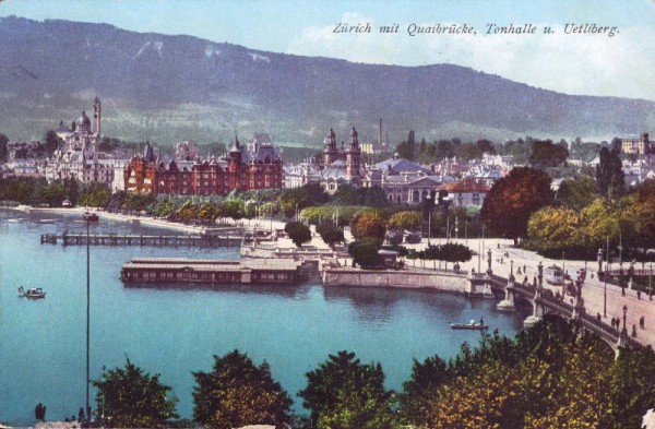 Zürich mit Quaibrücke Tonhalle und Uetliberg
