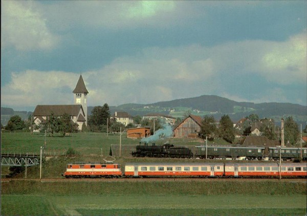 Wetzikon, Dampfzug und Städtschnellzug Vorderseite