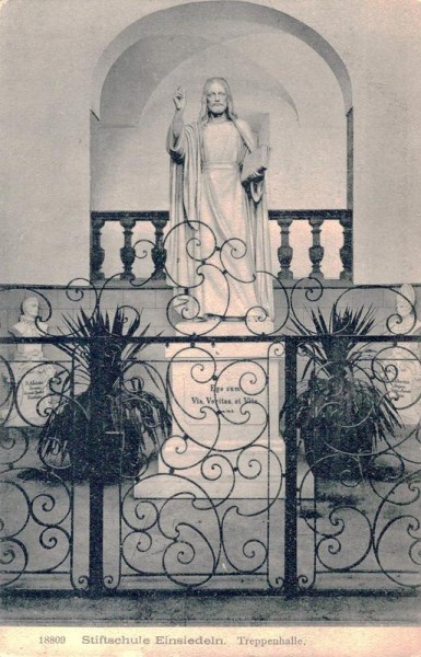 Stiftsschule Einsiedeln. Treppenhalle. 1907 Vorderseite