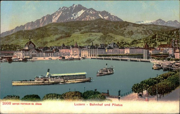 Luzern, Bahnhof und Pilatus Vorderseite