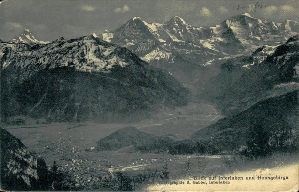 Blick auf Interlaken und Hochgebirge Vorderseite